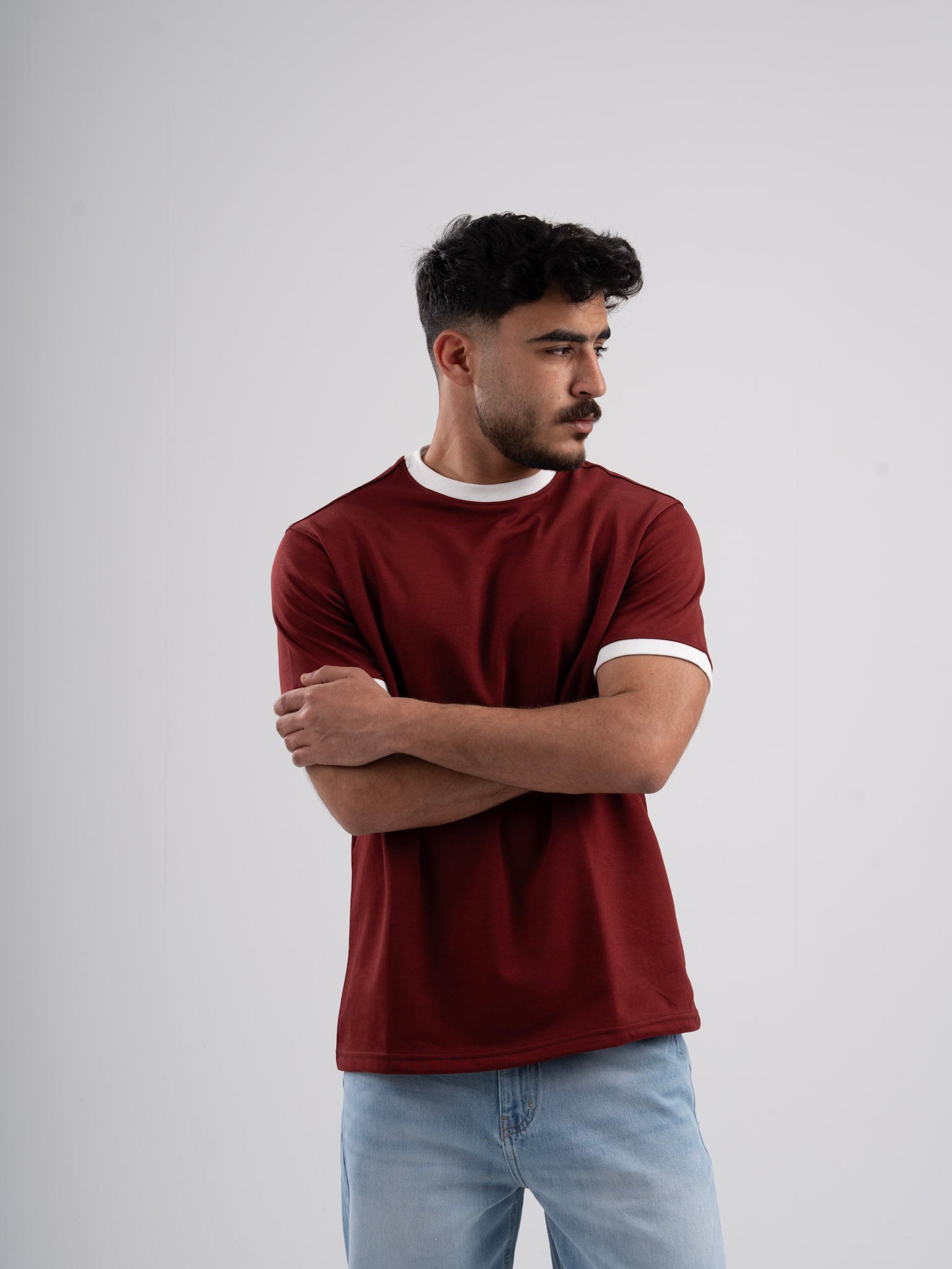 Ringer Tee Burgundy x White