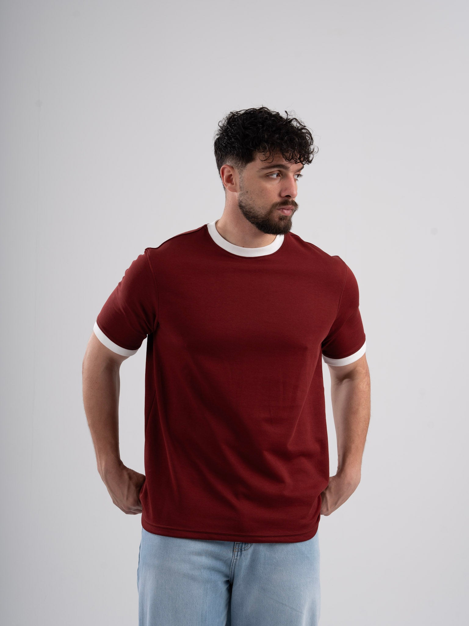 Ringer Tee Burgundy x White