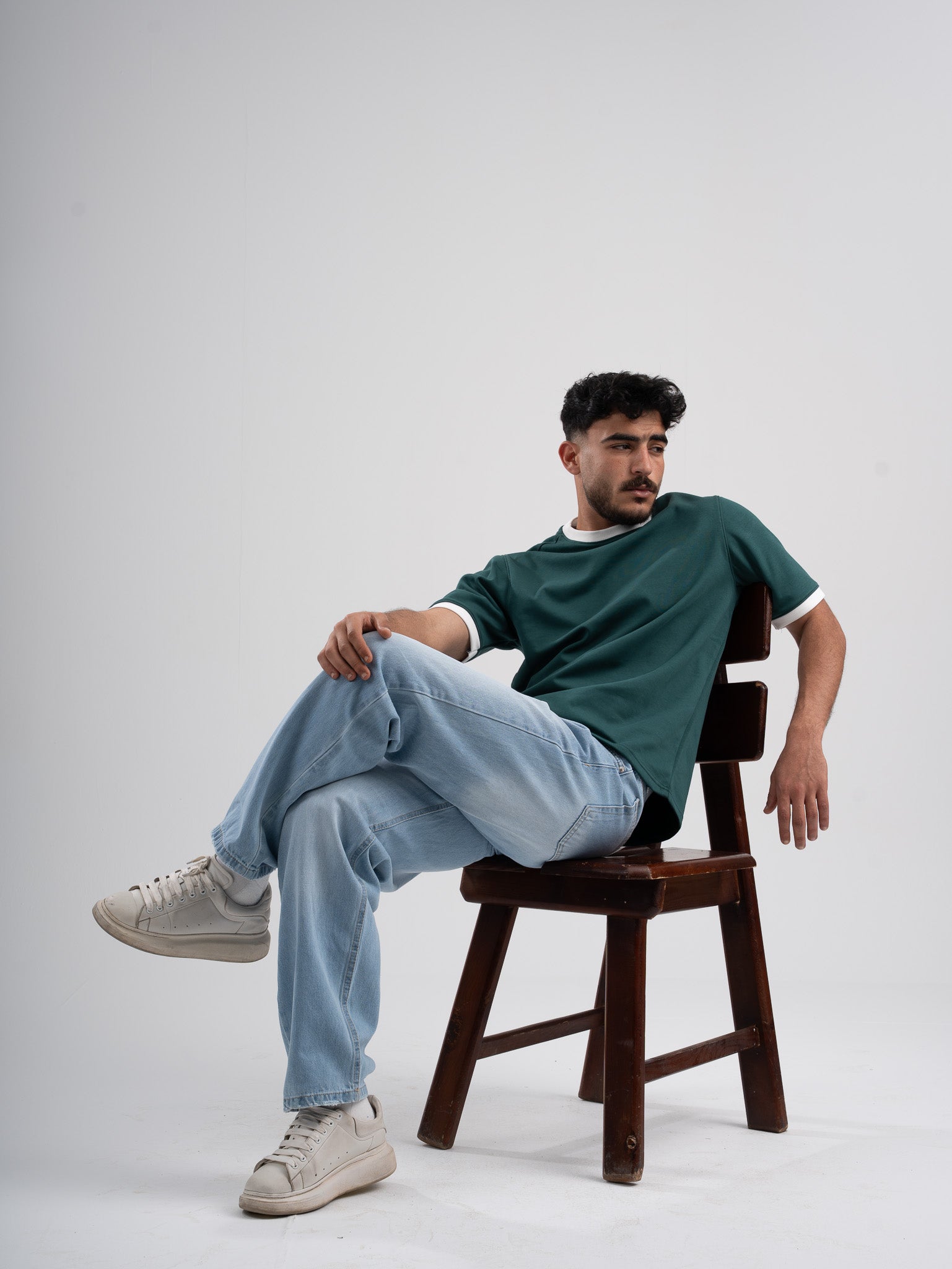 Ringer Tee Olive x White