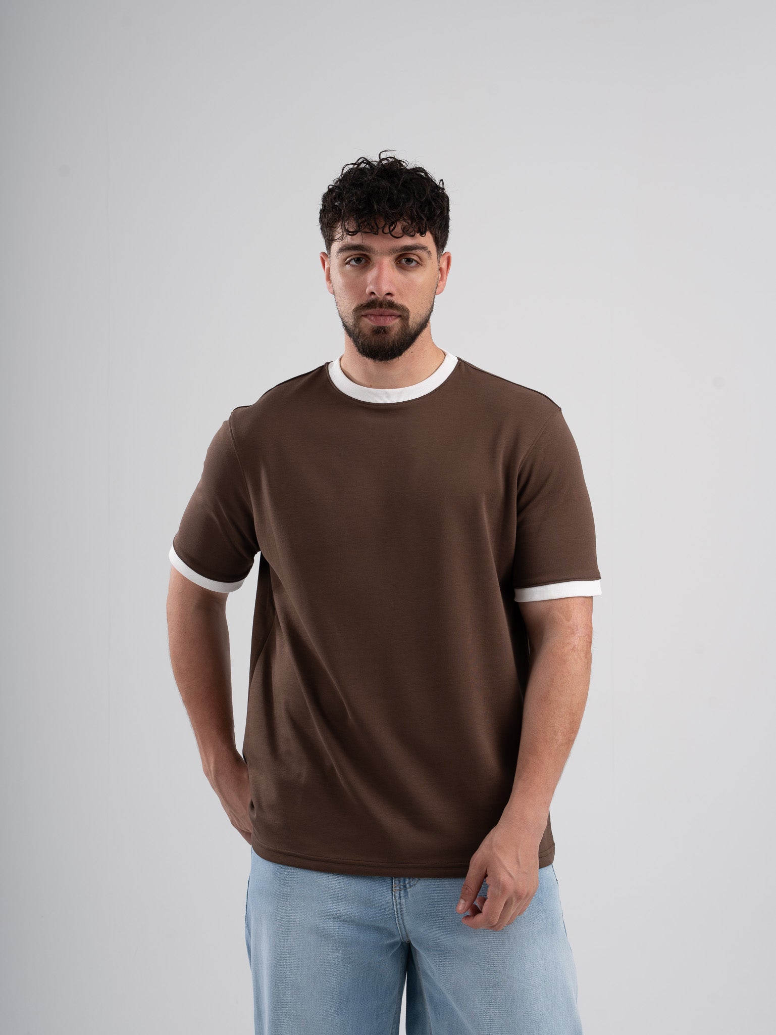 Ringer Tee Brown x White