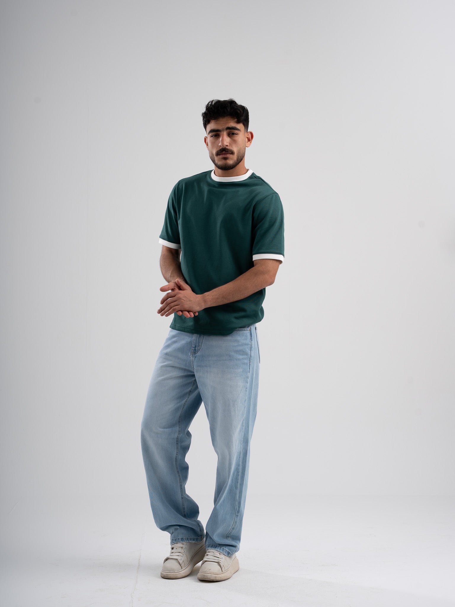 Ringer Tee Olive x White