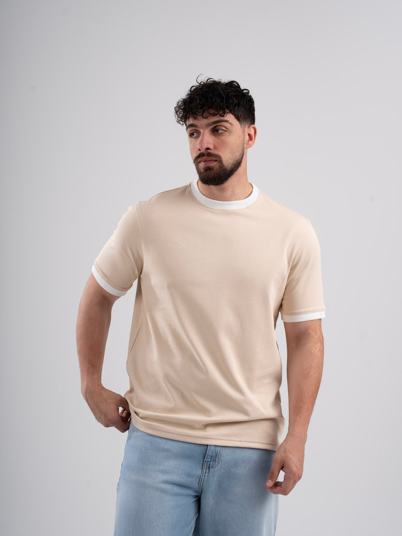 Ringer Tee Beige x White