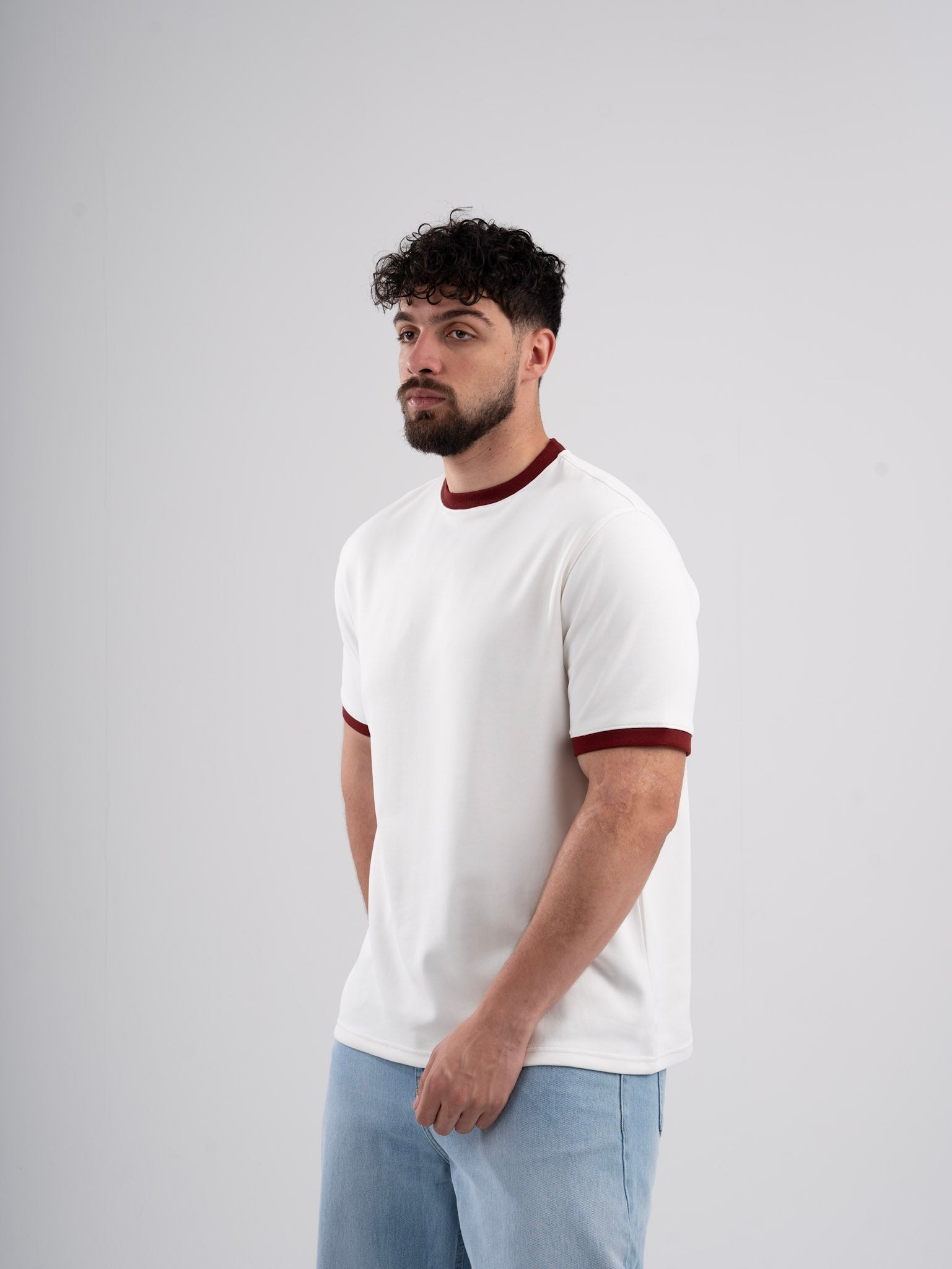 Ringer Tee White x Burgundy