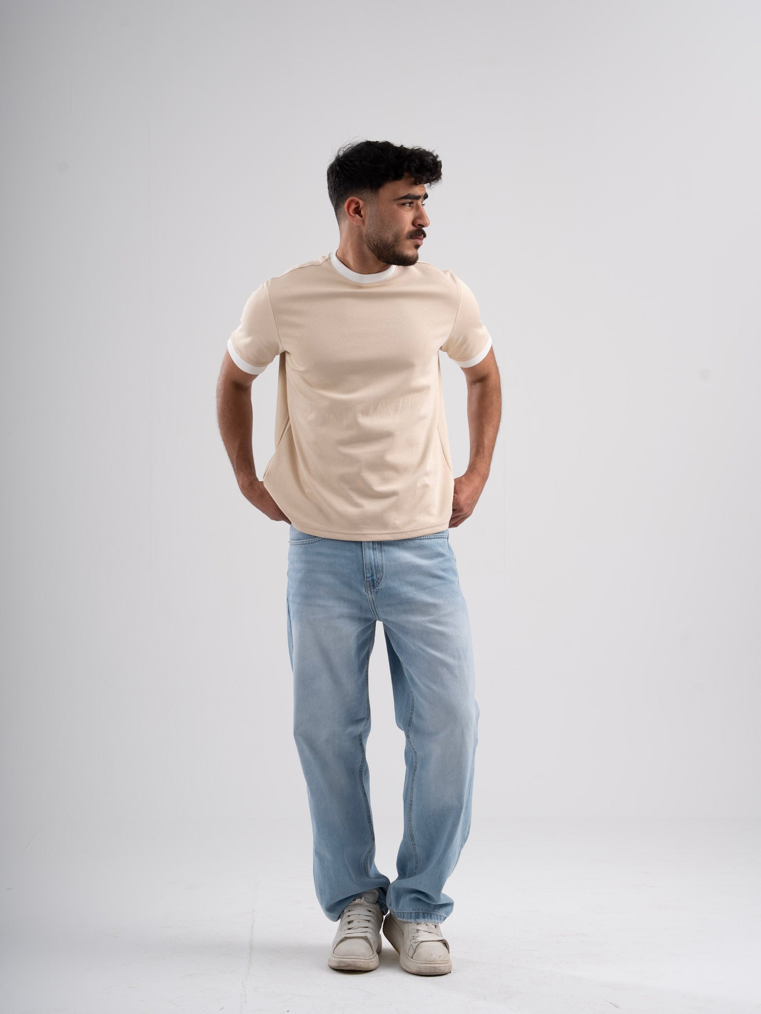 Ringer Tee Beige x White