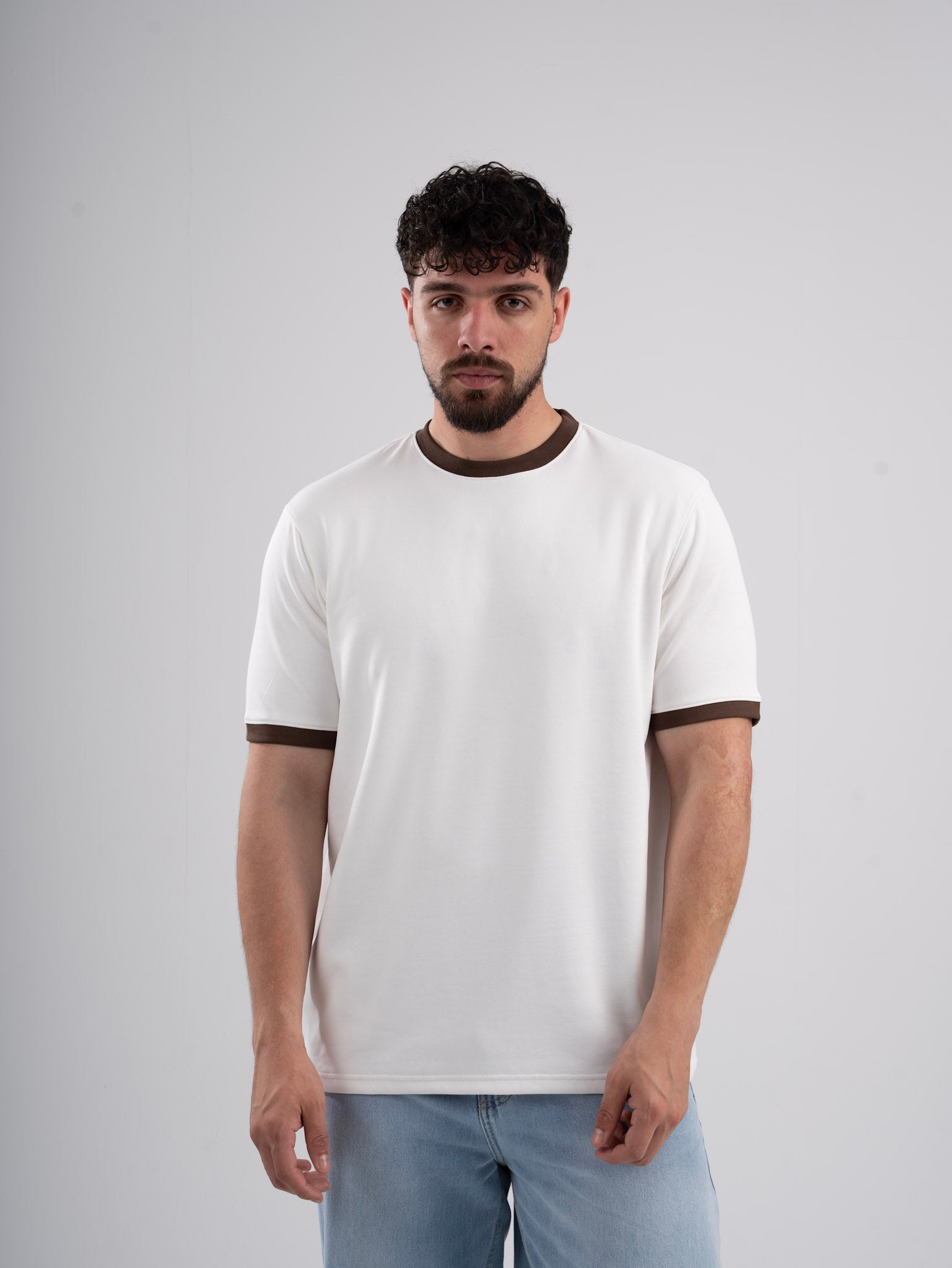 Ringer Tee White x Brown
