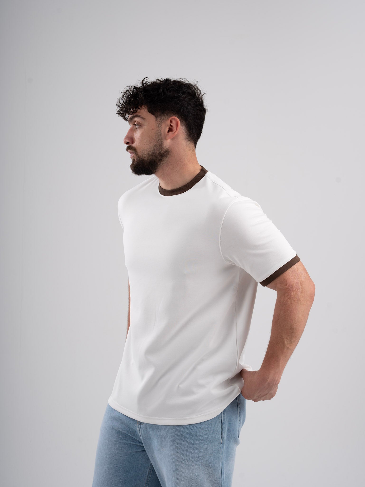 Ringer Tee White x Brown